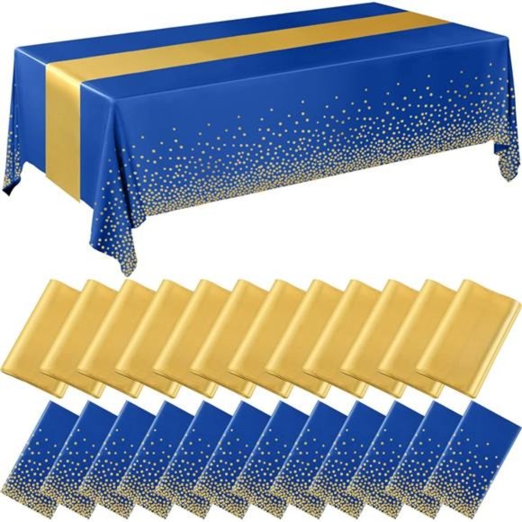 24 Packs Wedding Satin Table Runner Disposable Plastic Tablecloths 54 x 108 Inch - Picture 1 of 6